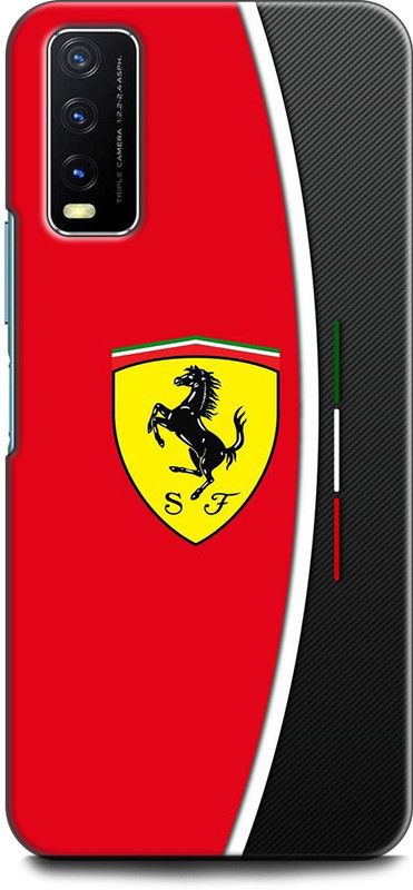 Dronk Back Cover for Vivo Y20, V2029 FERRARI, LOGO, EMBLEM,CAR, AUTO, WOOD, WOODEN  (Multicolor, Dual Protection, Pack of: 1)
