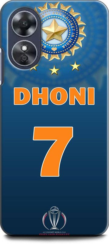 WallCraft Back Cover for OPPO A17, CPH2477 MAHENDRA SINGH DHONI, SPORTS, JERSEY, INDIAN JERSEY,  (Multicolor, Dual Protection, Pack of: 1)