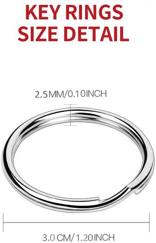 Add Gear DIY Nickel Plated Key Ring Steel 1.2 inch (30 mm) Split Rings for Keys (50pcs) Key Chain