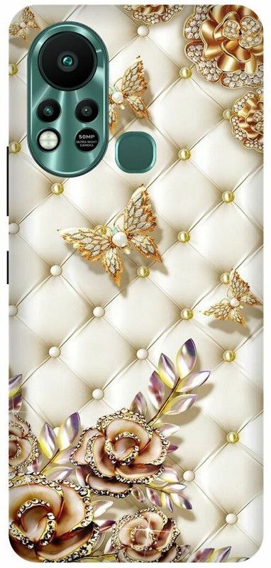 play fast Back Cover for Infinix Hot 11S, X6812 , MATTRESS, BUTTERFLY, GOLDEN, BUTTERFLY  (Gold, Hard Case, Pack of: 1)