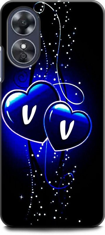 WallCraft Back Cover for OPPO A17, CPH2477 V V, V LOVES V, V NAME, ALPHABET, VV LOVE, HART, BLUE  (Multicolor, Dual Protection, Pack of: 1)