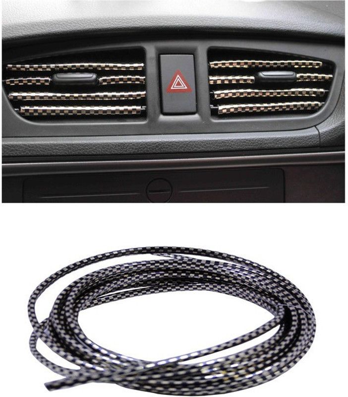 Car Life Ac-Vent-Edges-Car-Decorative Chrome (10 meter) Golden Check Car Side Beading  (Multicolor)