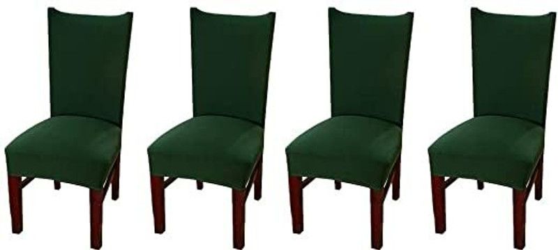 Alkaylaa Polyester Plain Chair Cover  (Green Pack of 4)