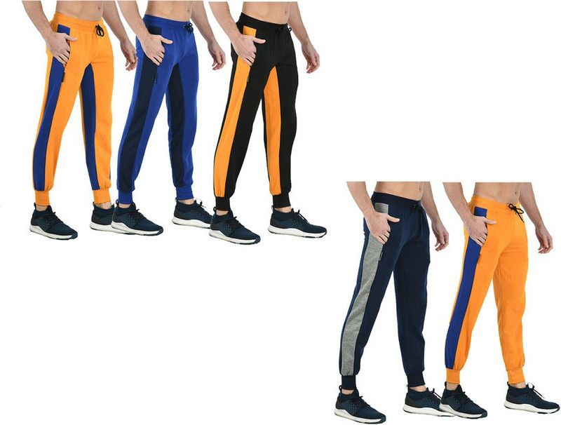 Pack of 5 Men Solid Multicolor Track Pants