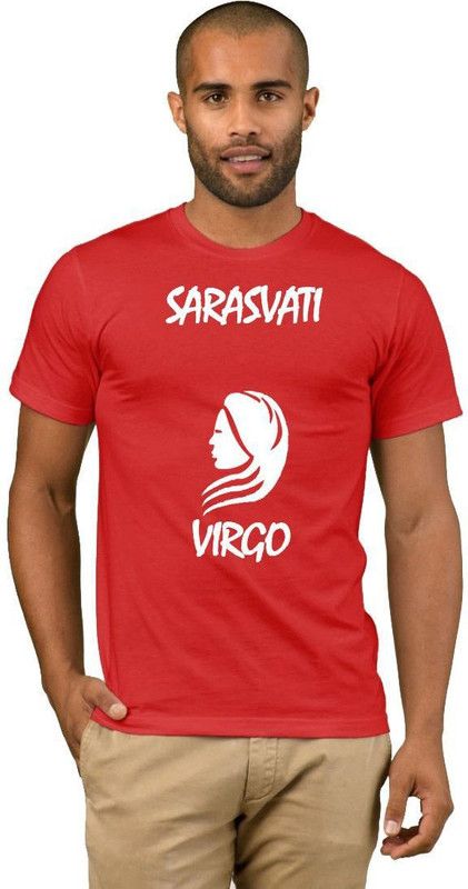 Sarasvati Zodiac Virgo Style Fashion V08 Men Printed Round Neck Cotton Blend Red T-Shirt