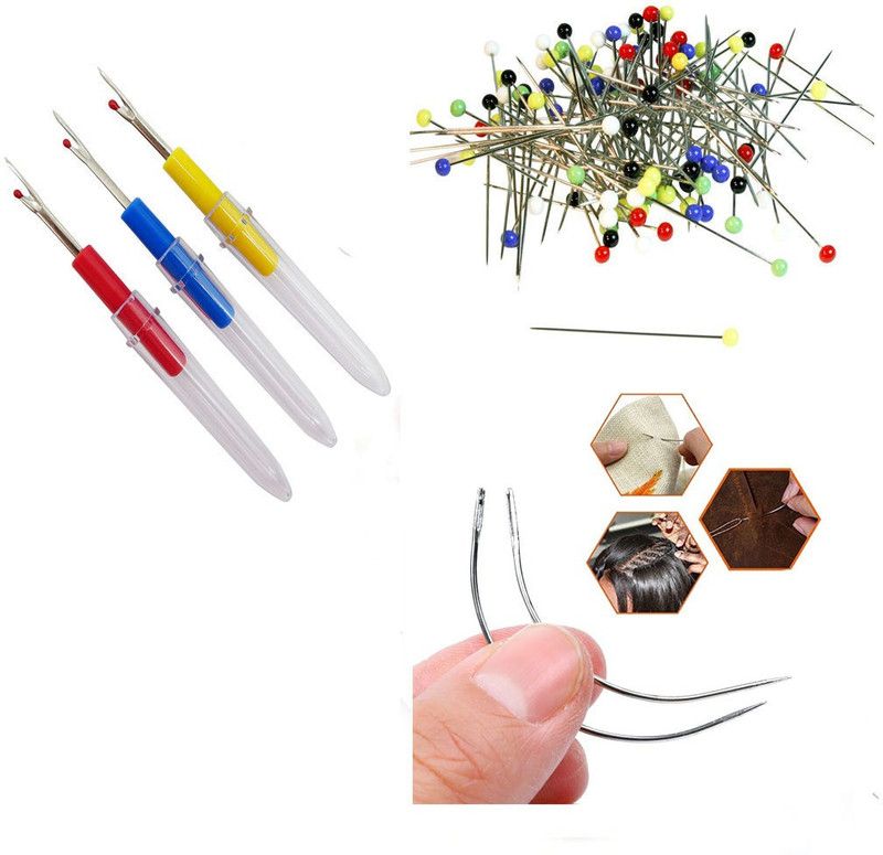 Crafts Haveli 3 Items Combo : 3 Seam Ripper, 2 Curved Needle & Round Head Pin Sewing Kit