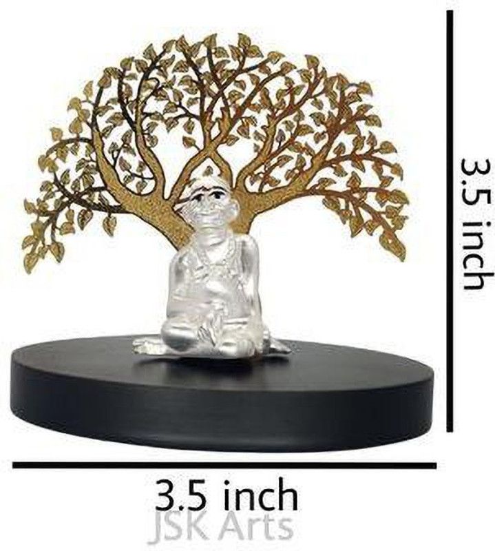 JSK ARTS Gold Plated Lord Ganjanan Maharaj | With Tree for Car Dashboard, Temple & Home Decorative Showpiece - 9 cm  (Brass, Gold)