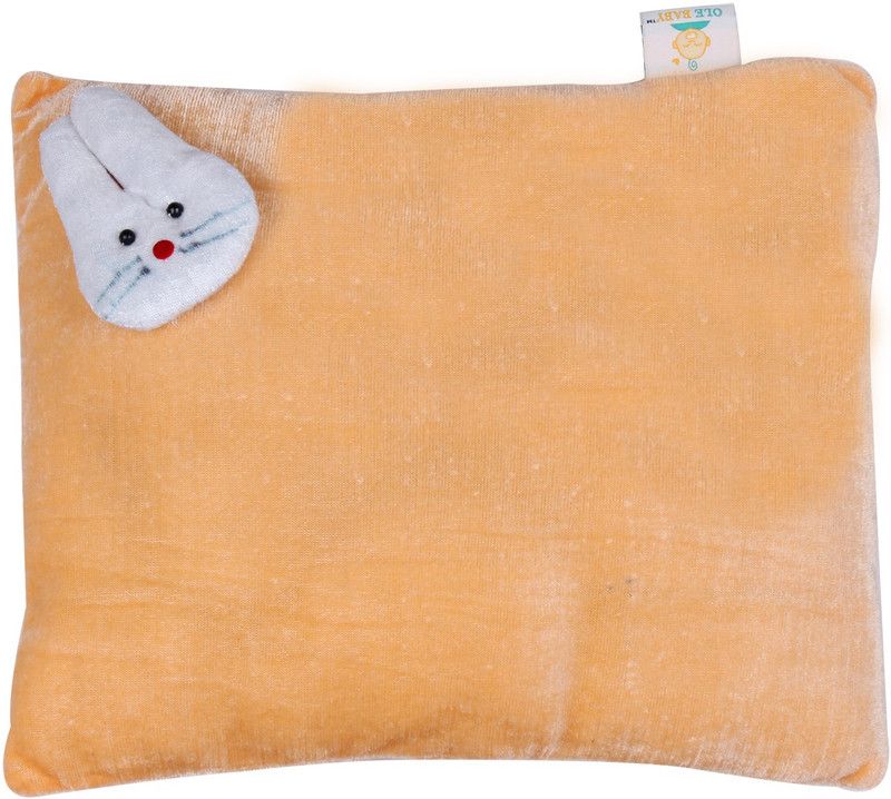 OLE BABY Polyester Solid Bed/Sleeping Pillow Pack of 1  (Orange)
