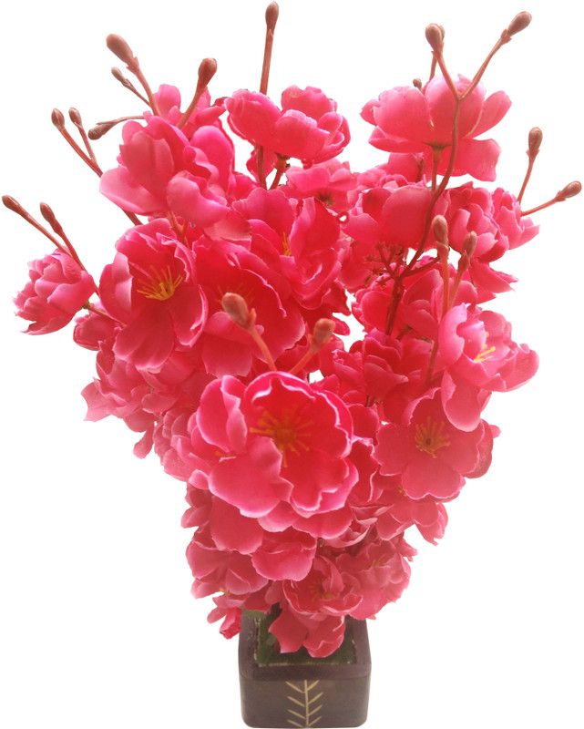Sofix Artificial Flower With Pot Orchid Blossom Home Decor Flowers - 16 inch/40cm Red Orchids Artificial Flower with Pot  (16 inch, Pack of 1, Flower with Basket)