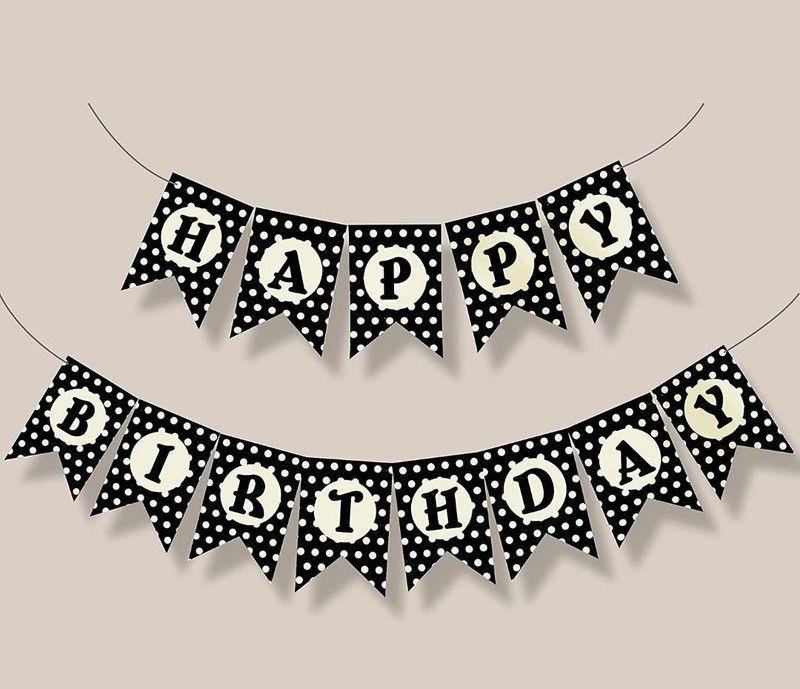 Jemini HAPPY BIRTHDAY POLKA DOT BANNER BLACK Pennant Banner  (0.024 ft, Pack of 1)