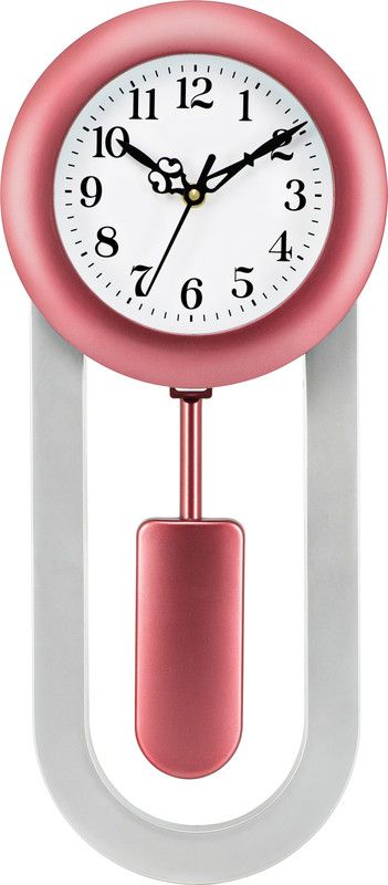 Attractionz Analog 41 cm X 18 cm Wall Clock  (Pink, With Glass, Pendulum)