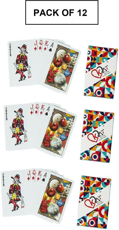 KAT Let’s Play…The Mind Games! Playing Cards Pure Plastic 100% PVC Design H Deck for Bridge Rummy (Pack of 12)  (Multicolor)
