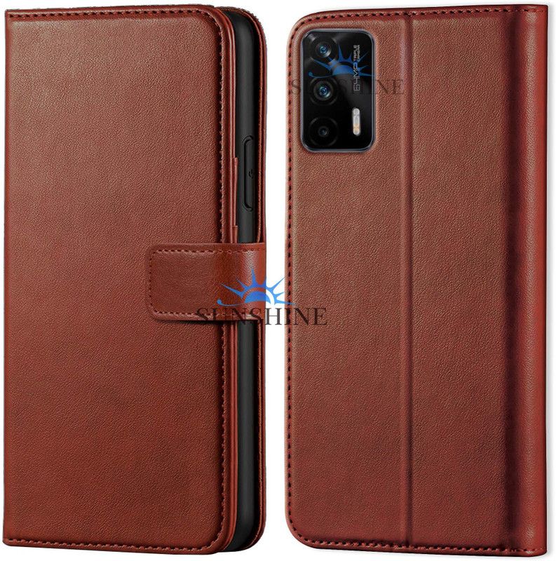 SUNSHINE Flip Cover for Flip Cover for Realme- X7 Max Leather Inside TPU with Card Pockets, Magnetic Closure  (Brown, Hard Case, Pack of: 1)