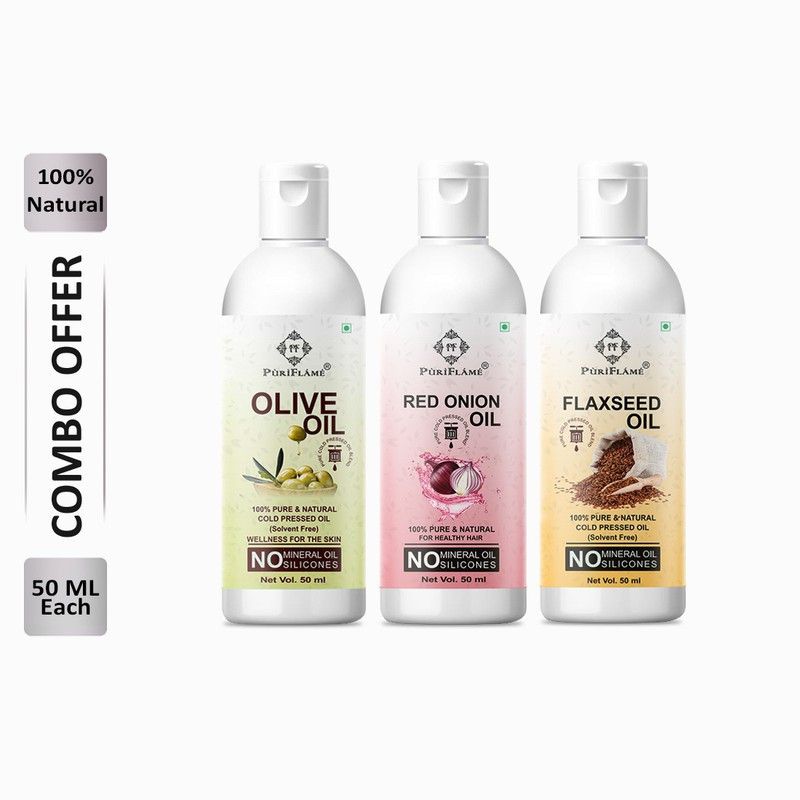 PuriFlame 100% Pure Olive Oil 50ML & Wheat Germ Oil 50ML & Jasmine Oil 50ML Hair Oil  (150 ml)