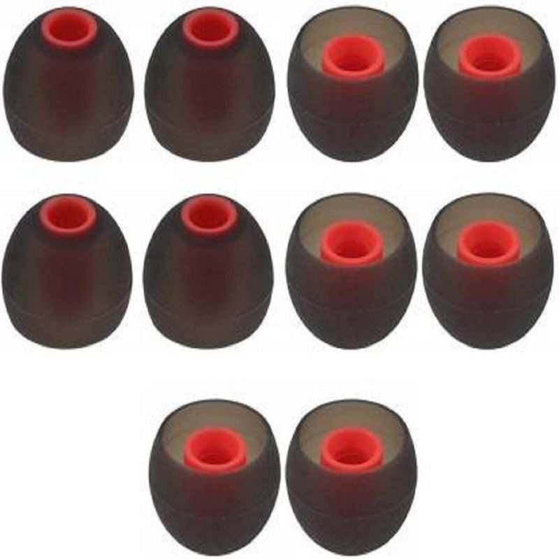 qweezer Anti-Slip Silicone Replacement Ear Tips In The Ear Headphone Cushion  (Pack of 10, Red, Black)