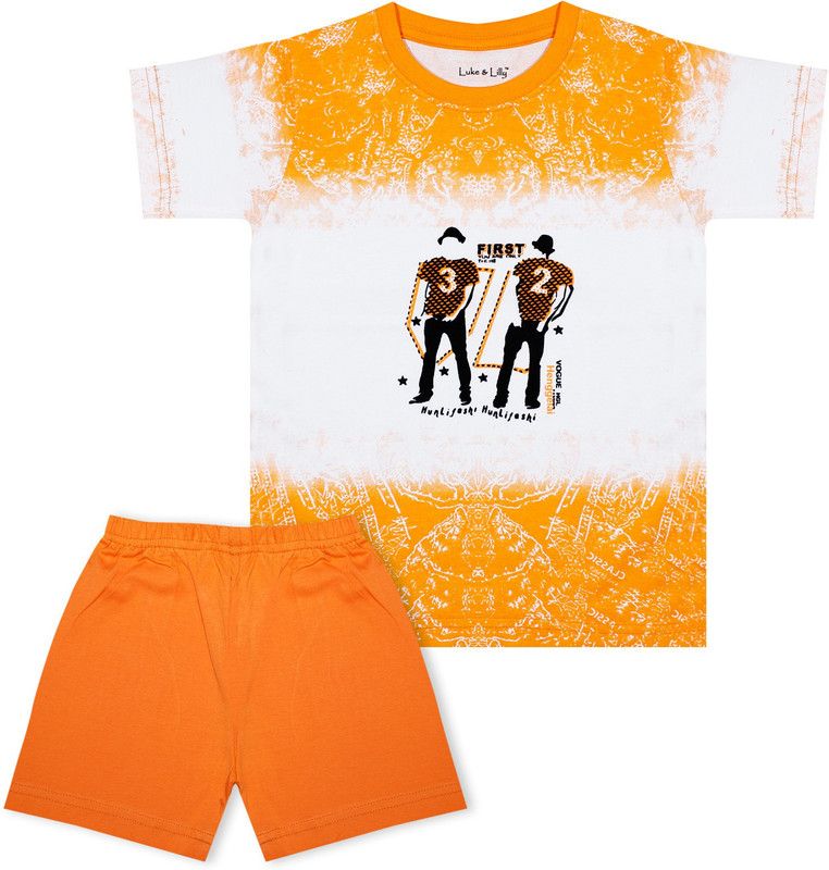 Luke and Lilly Boys Casual T-shirt Shorts  (Orange)