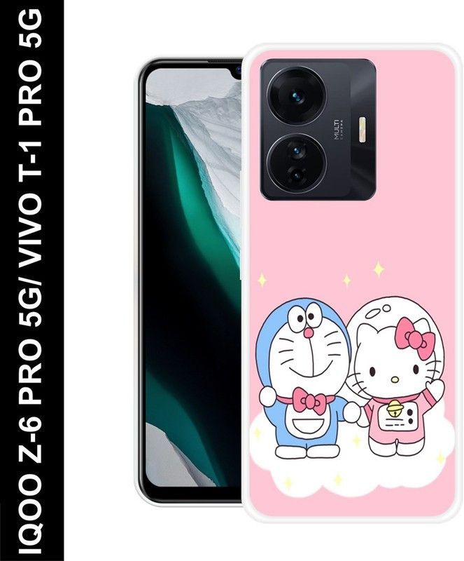 PINKU ARTS Back Cover for IQOO Z6 PRO, VIVO T1 PRO  (Pink, White, Shock Proof, Silicon, Pack of: 1)