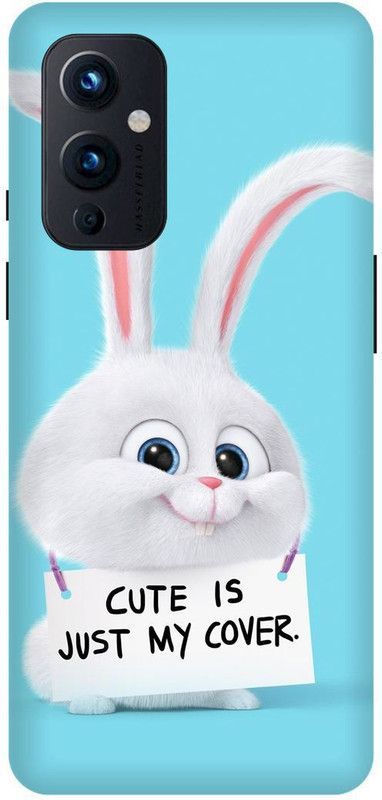 FRONK Back Cover for OnePlus 9 5G, LE2111, CUTE, BUNNY, CAT, RABBIT, CUTE IS JUST MY COVER  (White, Hard Case, Pack of: 1)