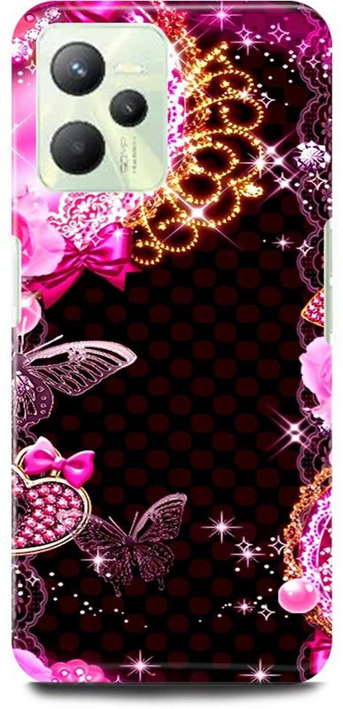 play fast Back Cover for Realme C35, RMX3511 BUTTER, FLY, PINK, FLOWERS  (Pink, Hard Case)