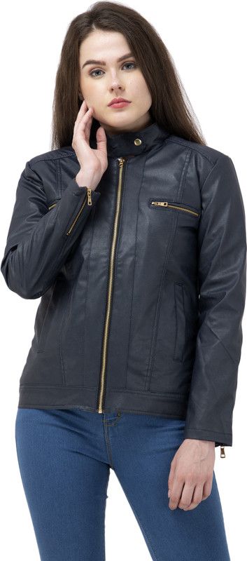 Aradhya Shopping Full Sleeve Pu Leather Fashionable Jacket for Women/Girls Women Solid Leather Jacket