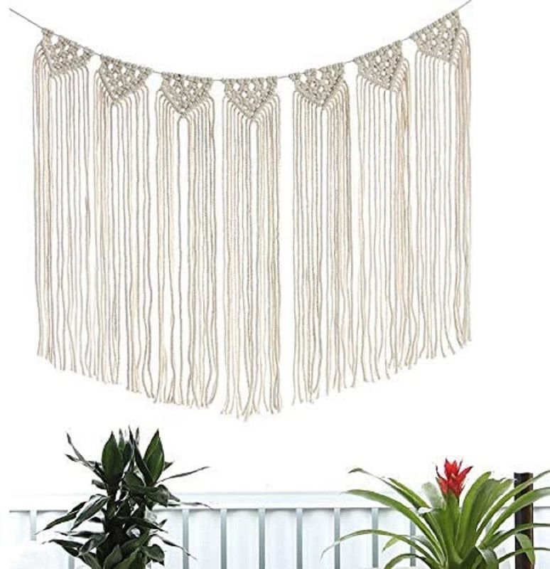 gharana decor Macrame Wall Hanging Decor Beautiful Geometric Art (58cm x 70cm).  (White)