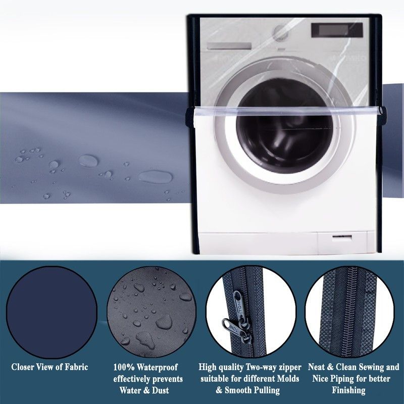 JM Homefurnishings Front Loading Washing Machine Cover  (Width: 61 cm, Blue)