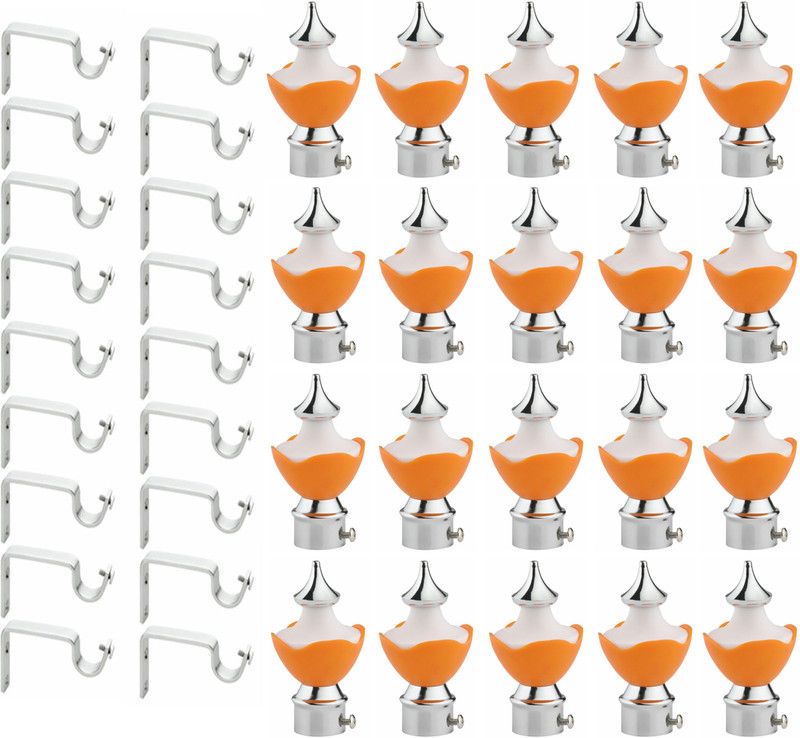 Orange, White Curtain Knobs, Rod Rail Bracket