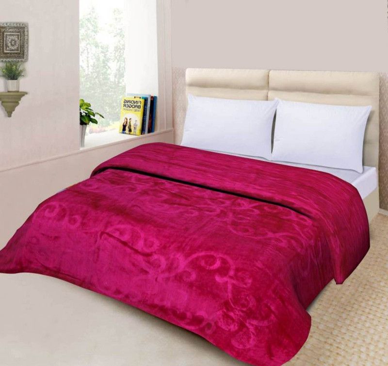 Chowkidar Floral Single Mink Blanket for Mild Winter  (Polyester, Pink)