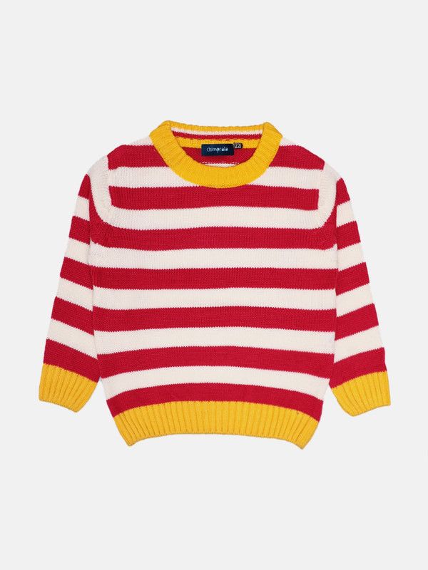 Boys Woven Round Neck Yellow Sweater