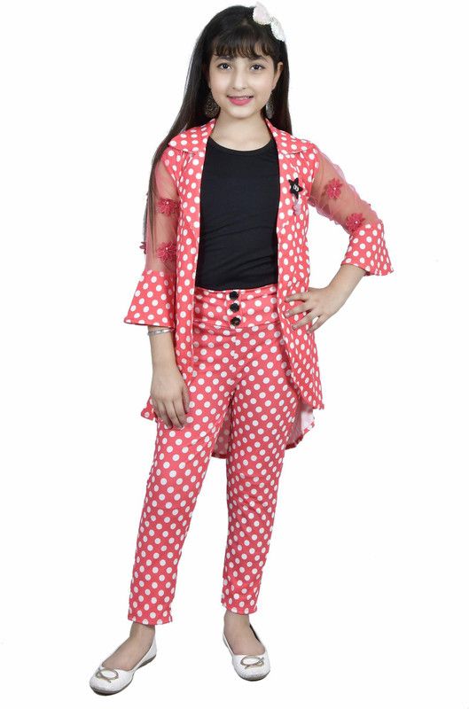 Girls Party(Festive) Jumpsuit Pant, Shrug  (Pink)
