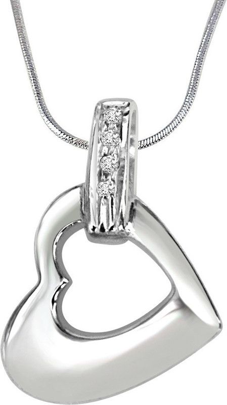 Heaven of Love Real Diamond & Sterling Silver Pendant with 18 IN Chain (SDP186) Sterling Silver Diamond Sterling Silver Pendant