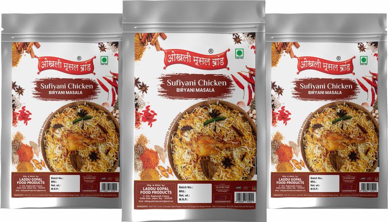 okhli musal brand Aromatic Mughlai Sufiyani Chicken Biryani Masala 570gm(pack of 3x 190gm)  (3 x 190 g)