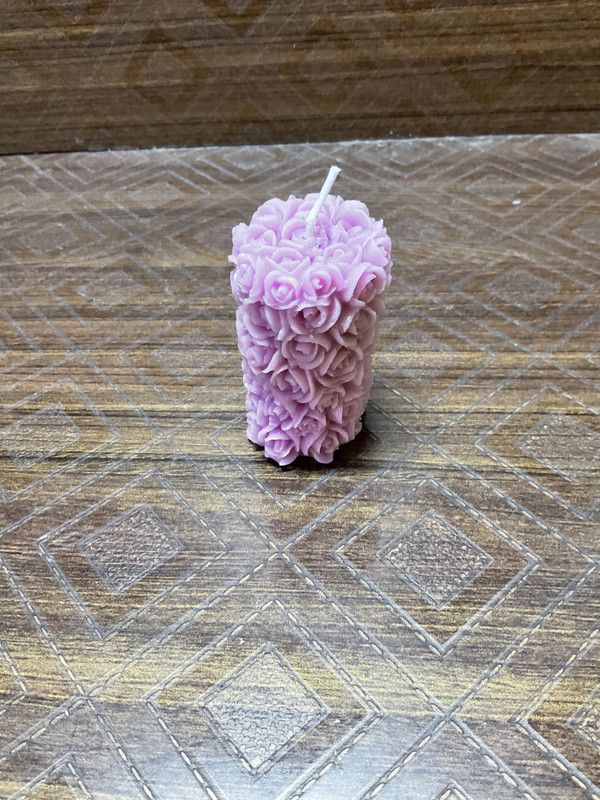 Urja ROSE PILLAR CANDLE Purple Candle  (Purple, Pack of 1)
