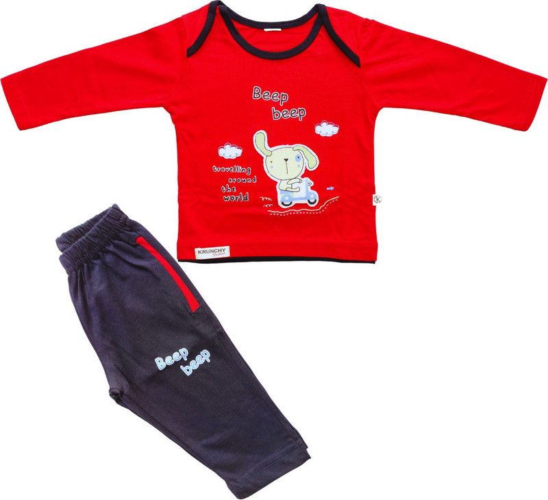 Baby Boys & Baby Girls Casual Dress Pyjama  (Red)