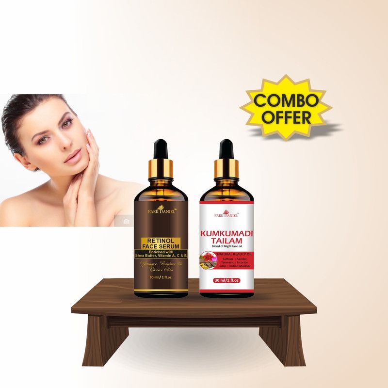 PARK DANIEL New Retinol Face Serum & Kumkumadi Tailam Face Oil Combo Set of 2 Bottles of 30 ml(60 ml)  (60 ml)