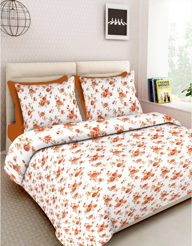 Abhi Impex Cotton King Bed Cover  (Brown, 1 Bedsheet with 2 Zipper Pillow cover)