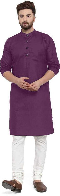 Men Solid Pure Cotton Ethnic Dress  (Purple)