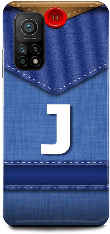 FUGGA Back Cover for Mi 10T , J, LETTER, ALPHABET, BLUE, JEANS, PATTERN, J, NAME  (Blue, Hard Case, Pack of: 1)