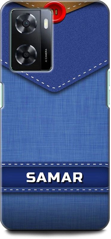 WallCraft Back Cover for OPPO A77, CPH2385 SAMAR NAME, S LETTER, BLUE, JEANS, ALPHABET, DESIGN  (Multicolor, Dual Protection, Pack of: 1)