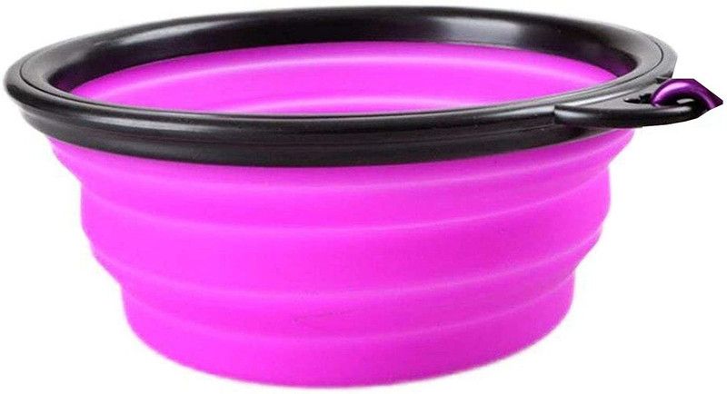 Emily Pets Round Silicone Pet Bowl  (250 ml Purple)