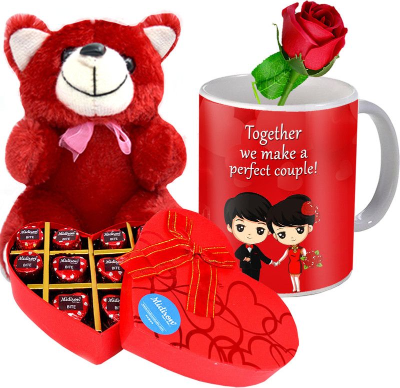 Midiron Valentine’s Day Gift Combo For Girl|Romantic Gift For Wife/Couple/Lover Ceramic Gift Box  (Red)