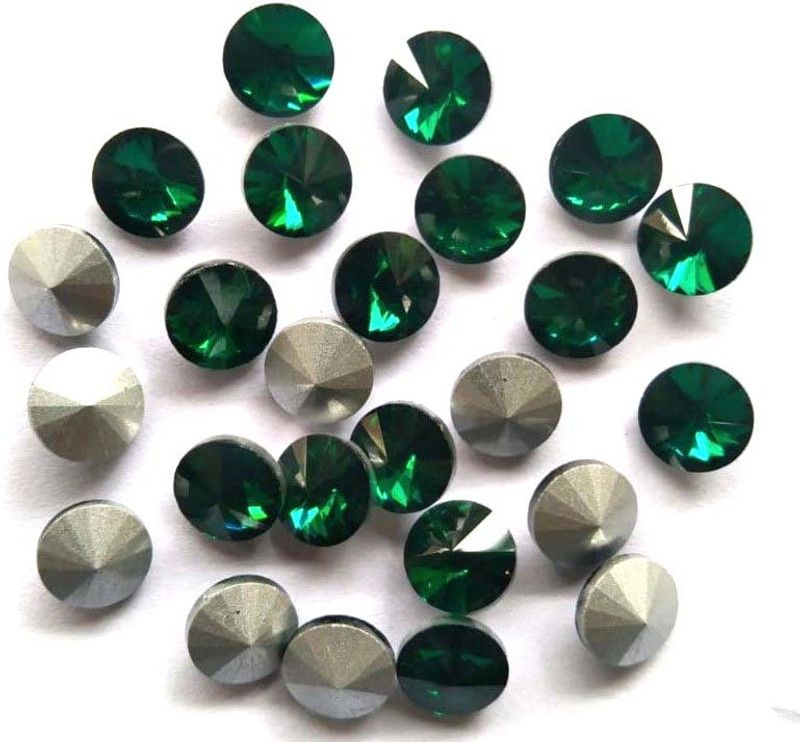 Atifa 10mm Green Revoli crystal glass stone for hand embroidery,decorations,craft and jewellery making[100 pieces]