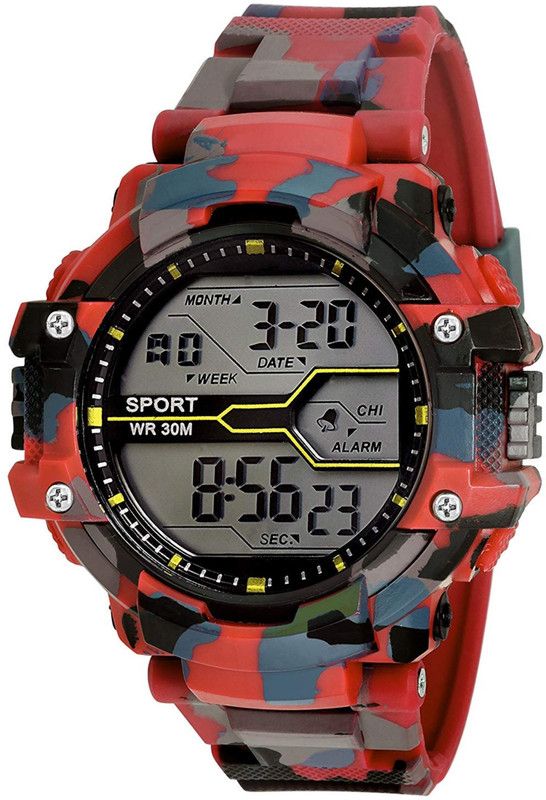 Digital Watch - For Men Army Red 7 Light Digital Watch