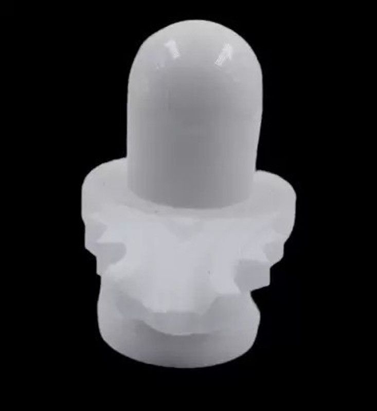 SHIVLING-04_WHITE 9 cm Religious Idol & Figurine  (Marble, White)