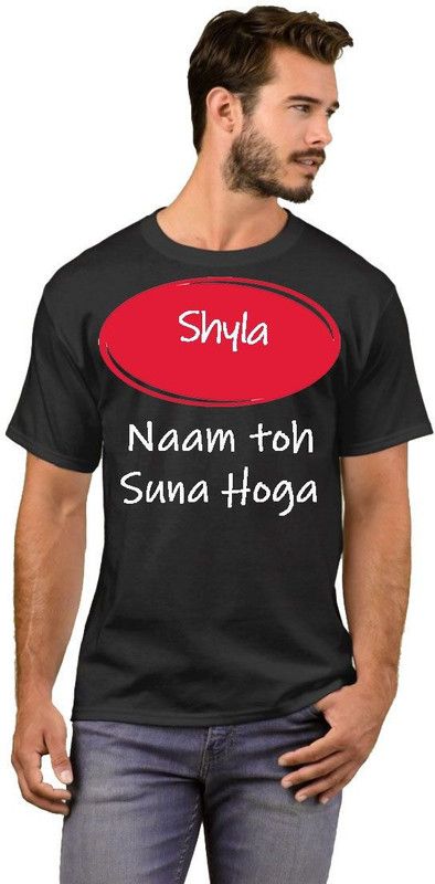 Shyla College Fashion 33 Men Printed Round Neck Cotton Blend Black T-Shirt