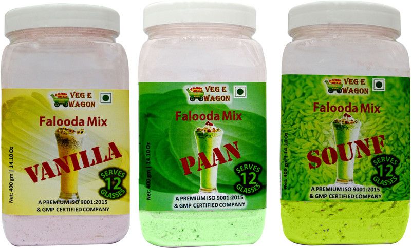 Veg E Wagon Falooda Mix Vanilla,Paan & Sounf Flavours (400 gm Each) 1200 g  (Pack of 3)