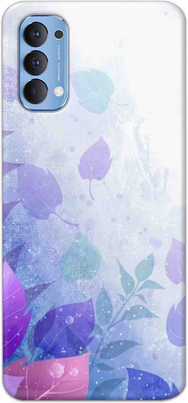 NDCOM Back Cover for OPPO Reno4 Leafs Printed  (Multicolor, Hard Case, Pack of: 1)