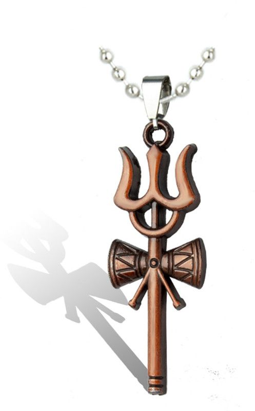 Trishul with Damru Pendant for Men & Boys Copper Brass Pendant