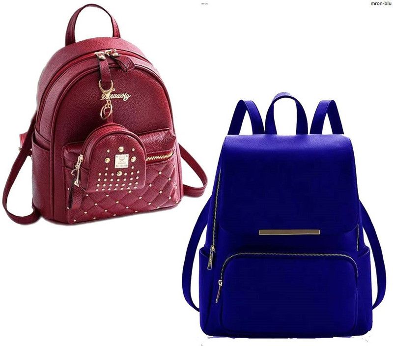 Small 6 L Backpack bp-5-mron-kachua+blu-pauch-pitthu-cmbo  (Maroon, Blue)