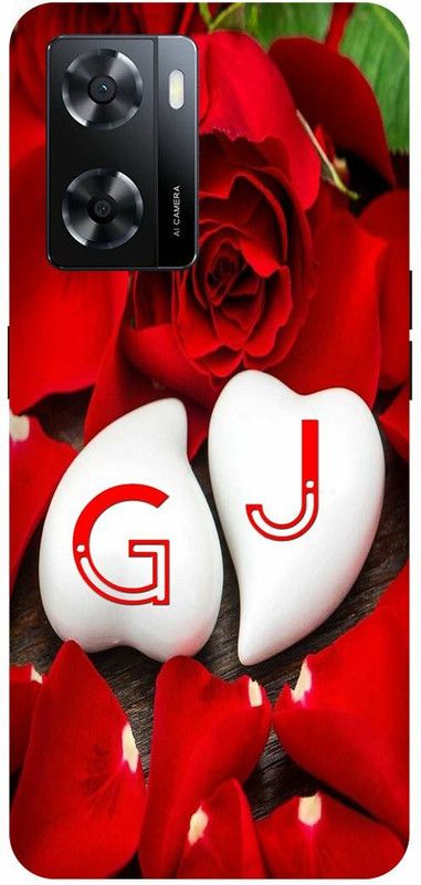 Dimora Back Cover for OPPO A 57e, G LOVES J NAME G NAME J LETTER ALPHABET G LOVE J NAME  (Red, Hard Case, Pack of: 1)